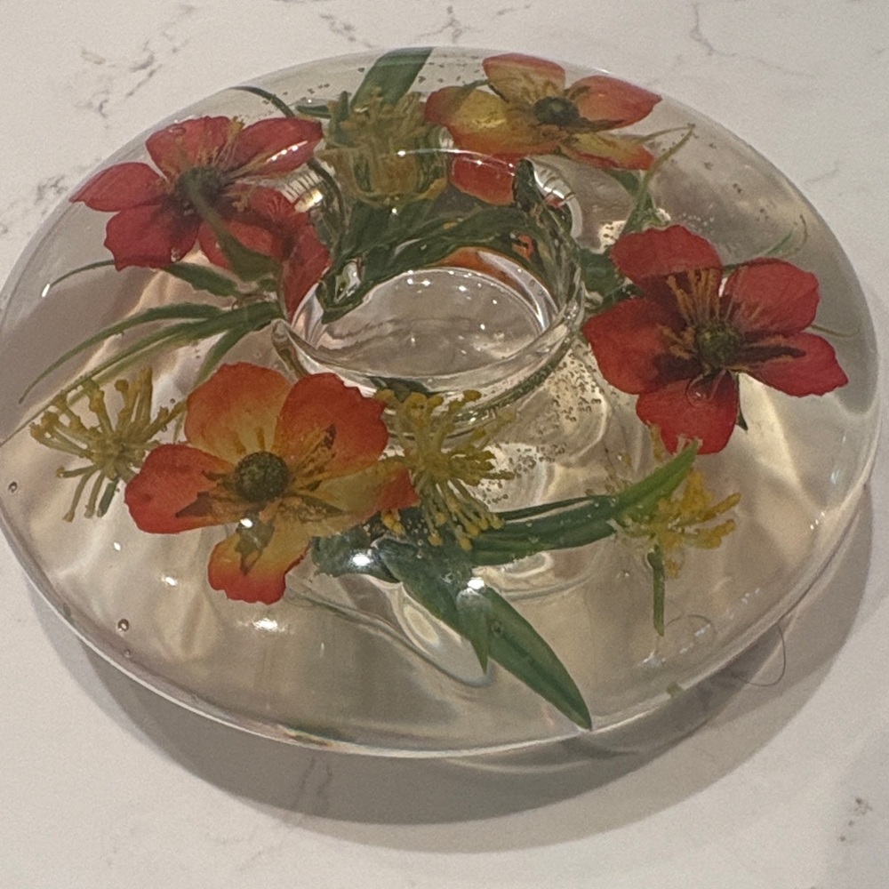 Traumlicht made in Germany Vintage Floral Lucite Candle Holder‎